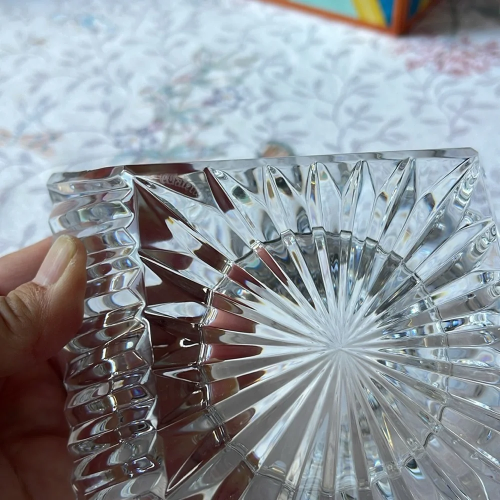 Vintage large heavy Waterford ashtray,votive candle holder 5”almost 3lbs,signed